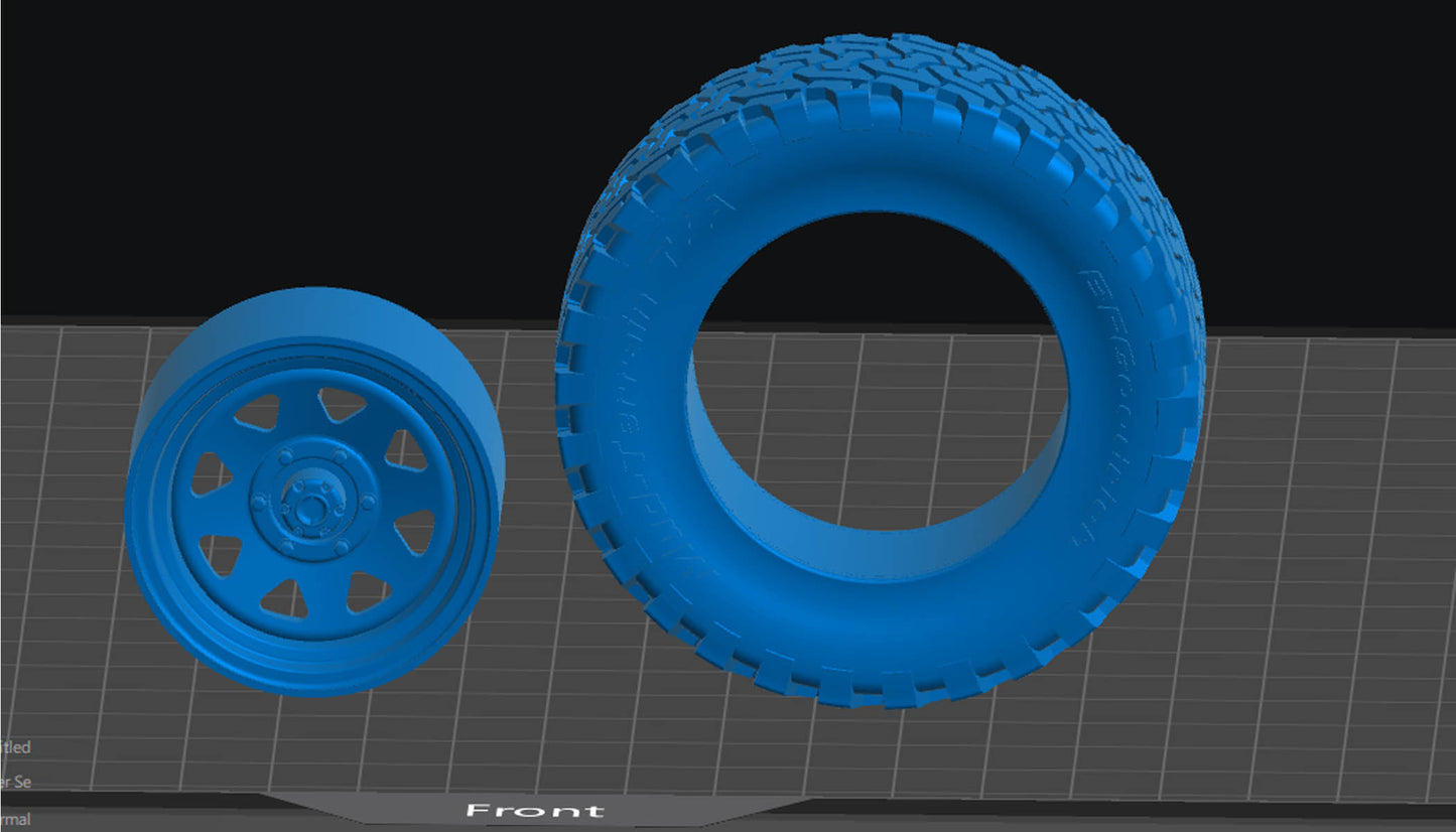 BFG Tire and Steelie Wheel (STL File for Download) (Copy)