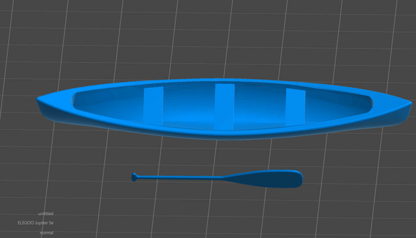 Canoe and Paddle (STL File for Download)