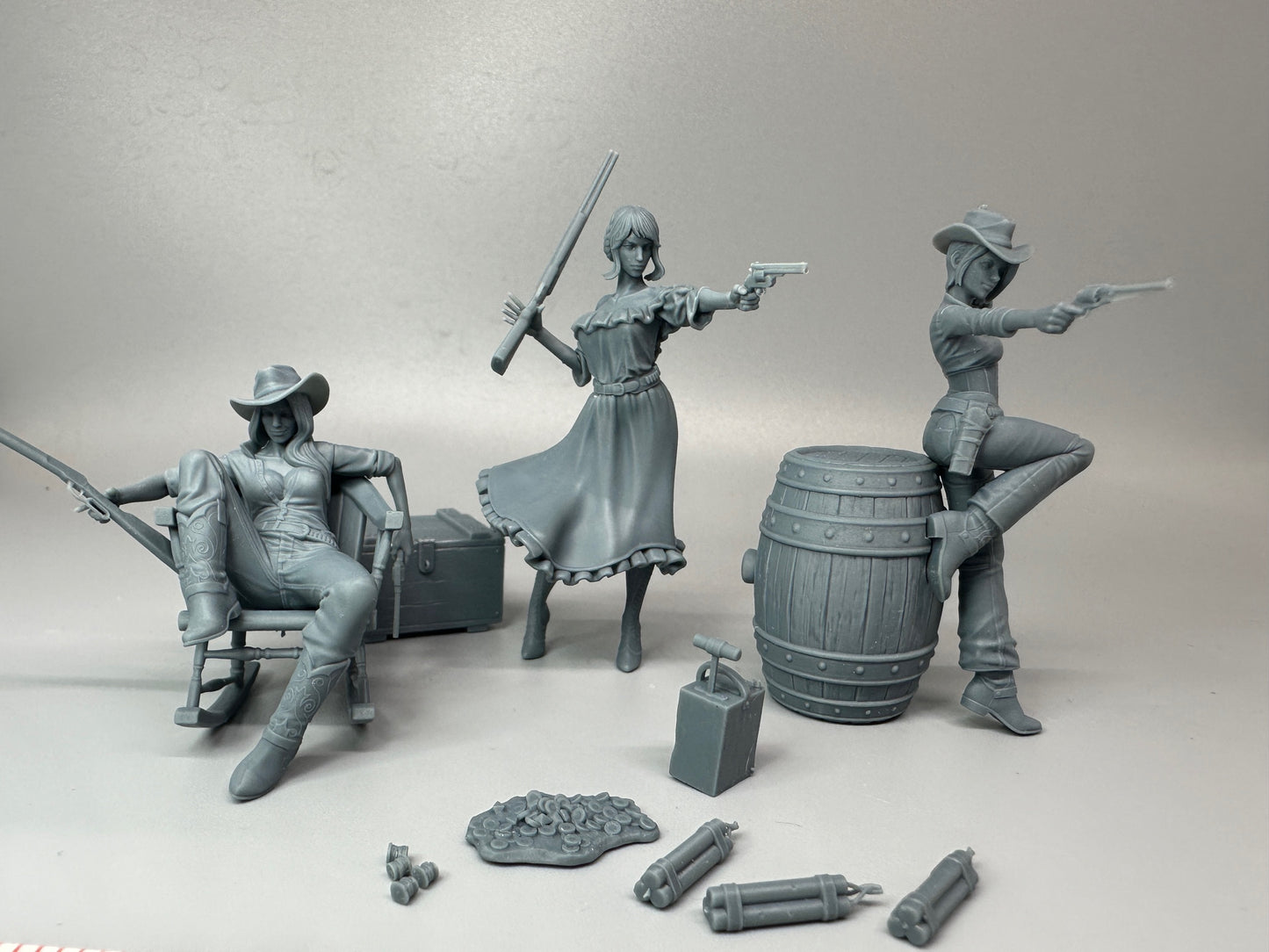 1:24 Scale Sexy Gunslinger Girls Of The Old West Resin Figures Unpainted Kit