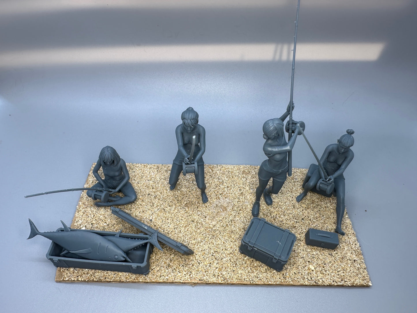1:24 Scale Fishing Girls Resin Figures Unpainted Kit