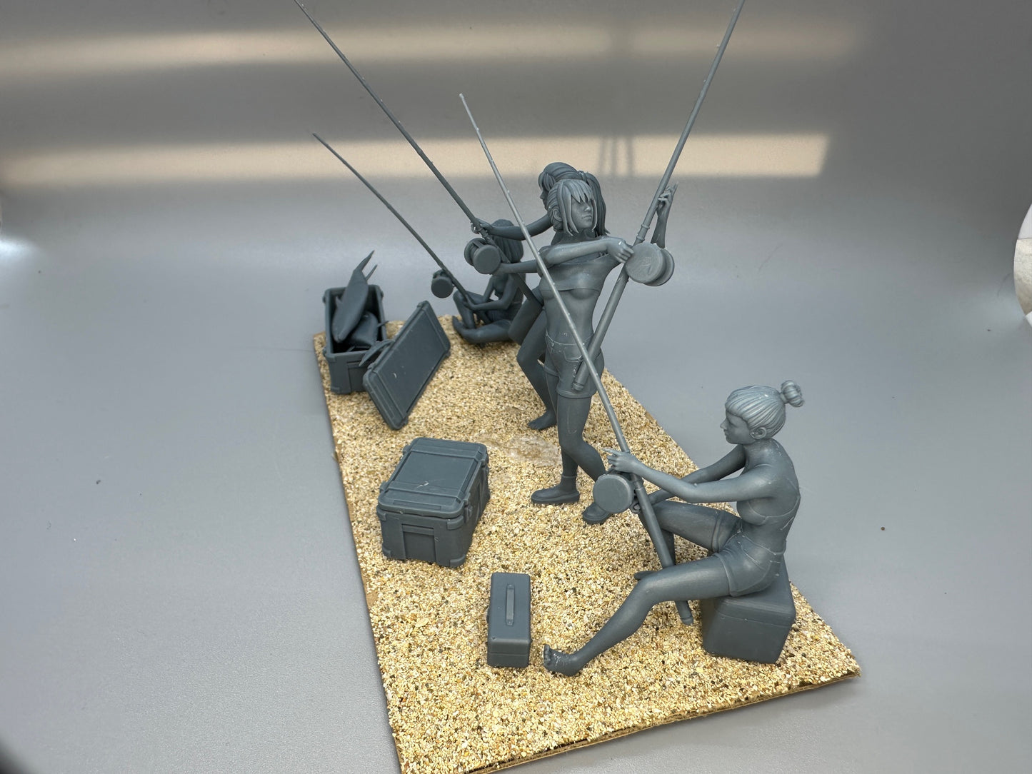 1:24 Scale Fishing Girls Resin Figures Unpainted Kit