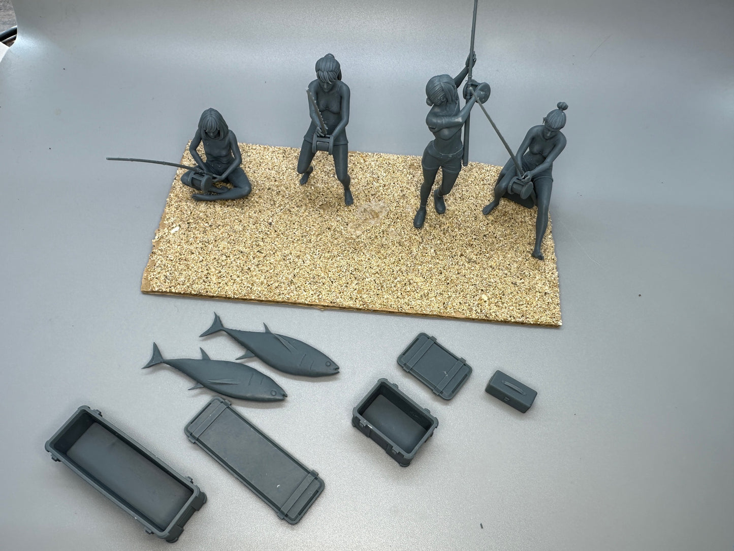 1:24 Scale Fishing Girls Resin Figures Unpainted Kit