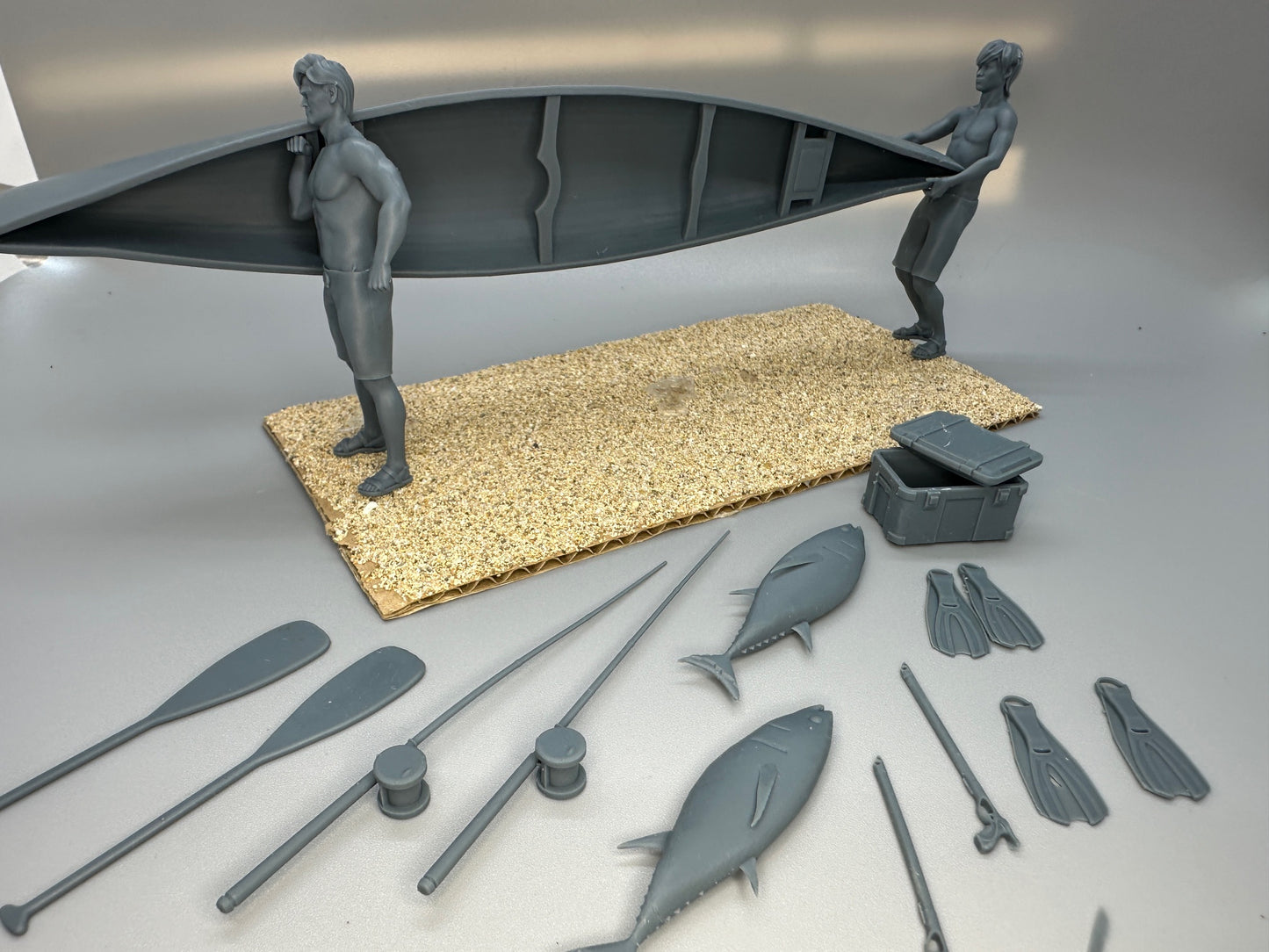 1:24 Scale Guys Going Fishing with Kayak Resin Figures Unpainted Kit