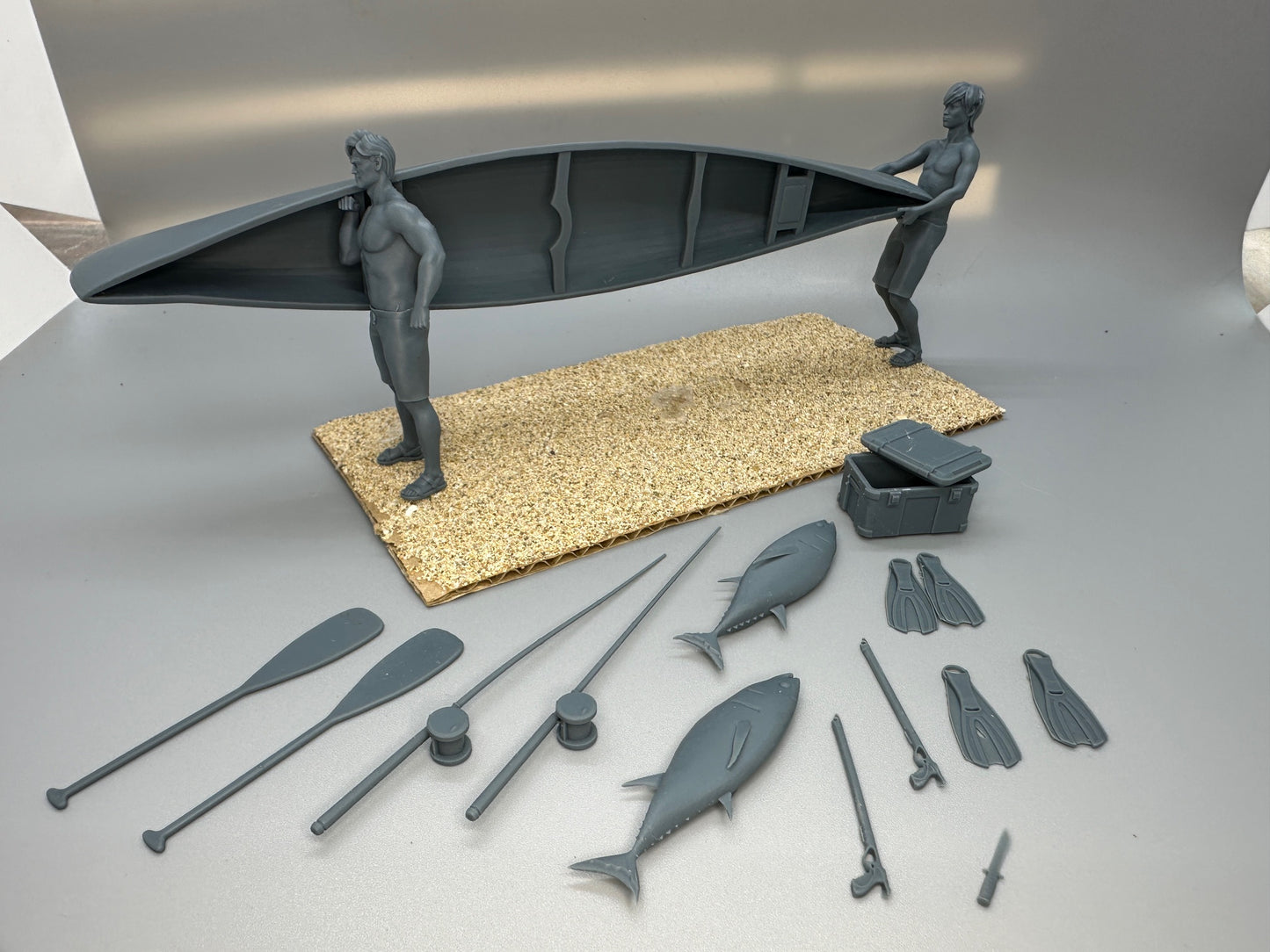 1:24 Scale Guys Going Fishing with Kayak Resin Figures Unpainted Kit