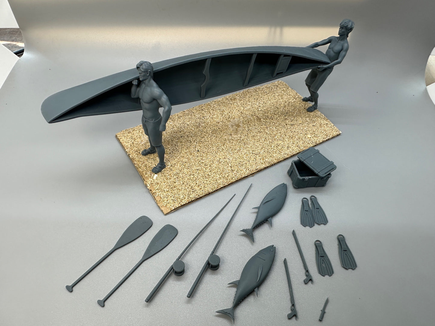 1:24 Scale Guys Going Fishing with Kayak Resin Figures Unpainted Kit