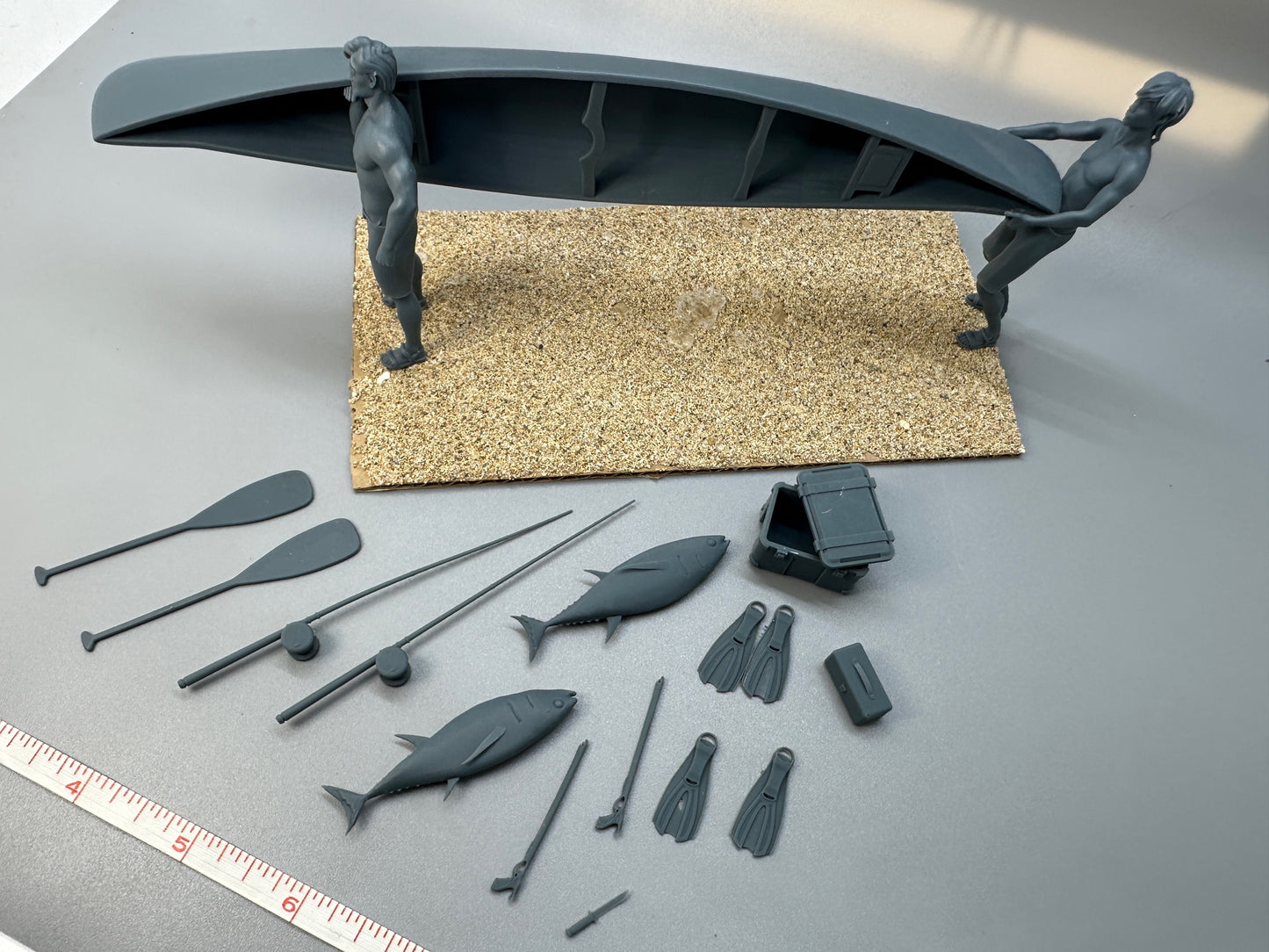 1:24 Scale Guys Going Fishing with Kayak Resin Figures Unpainted Kit