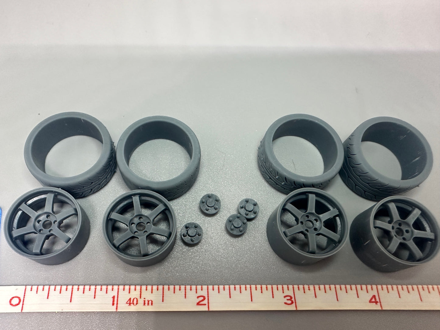 1:24 Scale Volk Rays Style Wheels and Tires Resin