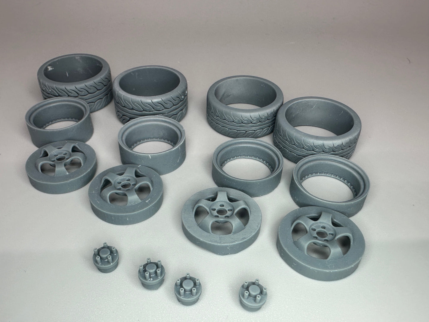 1:24 Scale Work Meister Deep Dish S1 Racing Wheels and Tires Resin