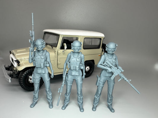 1:24 Scale Delta Force/Spec Ops Military Girls Resin Figures Set of 3